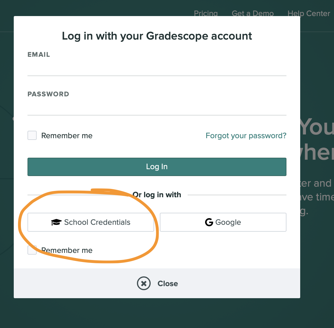 Logging into Gradescope